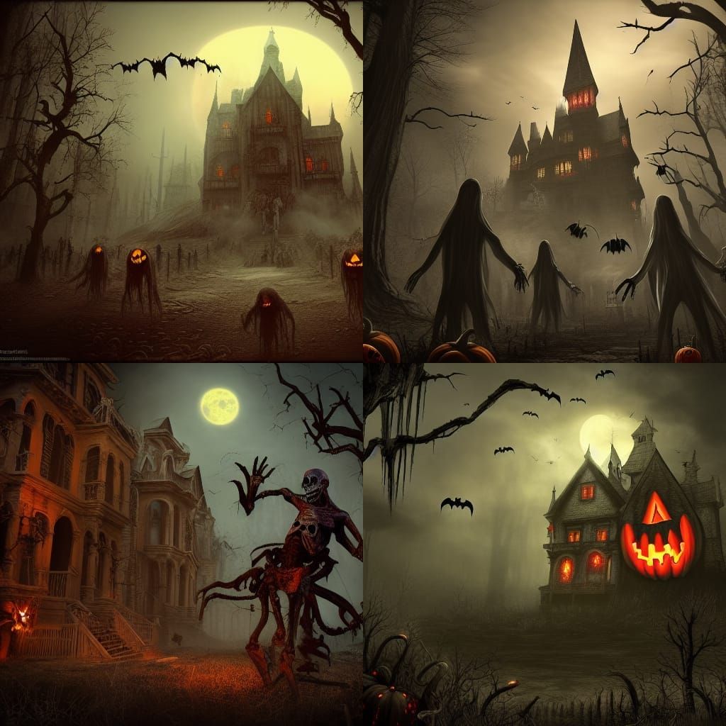 Spooky Halloween Skeletons, Zombies, and Vampires