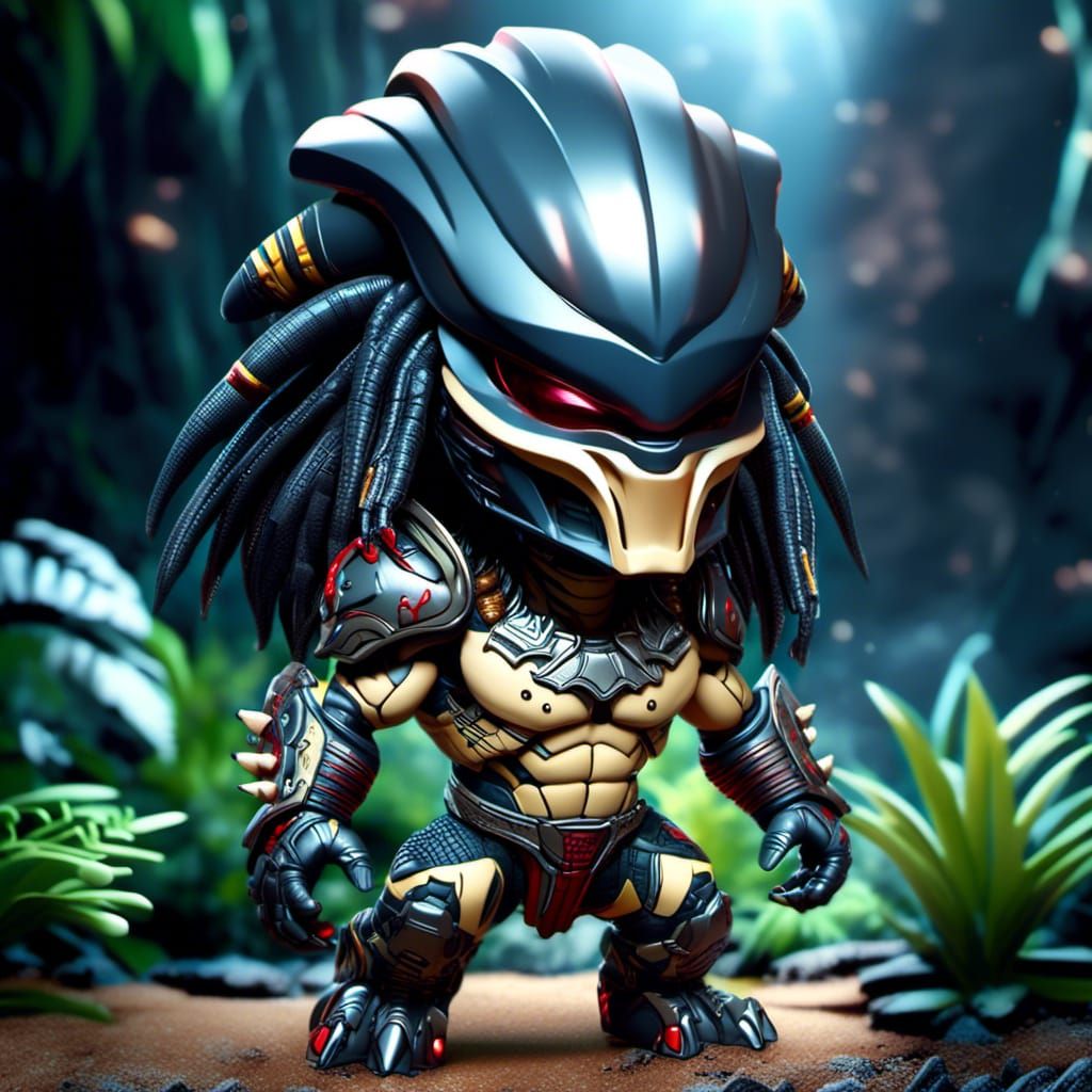 Chibi Alien Predator in Detailed Matte Painting
