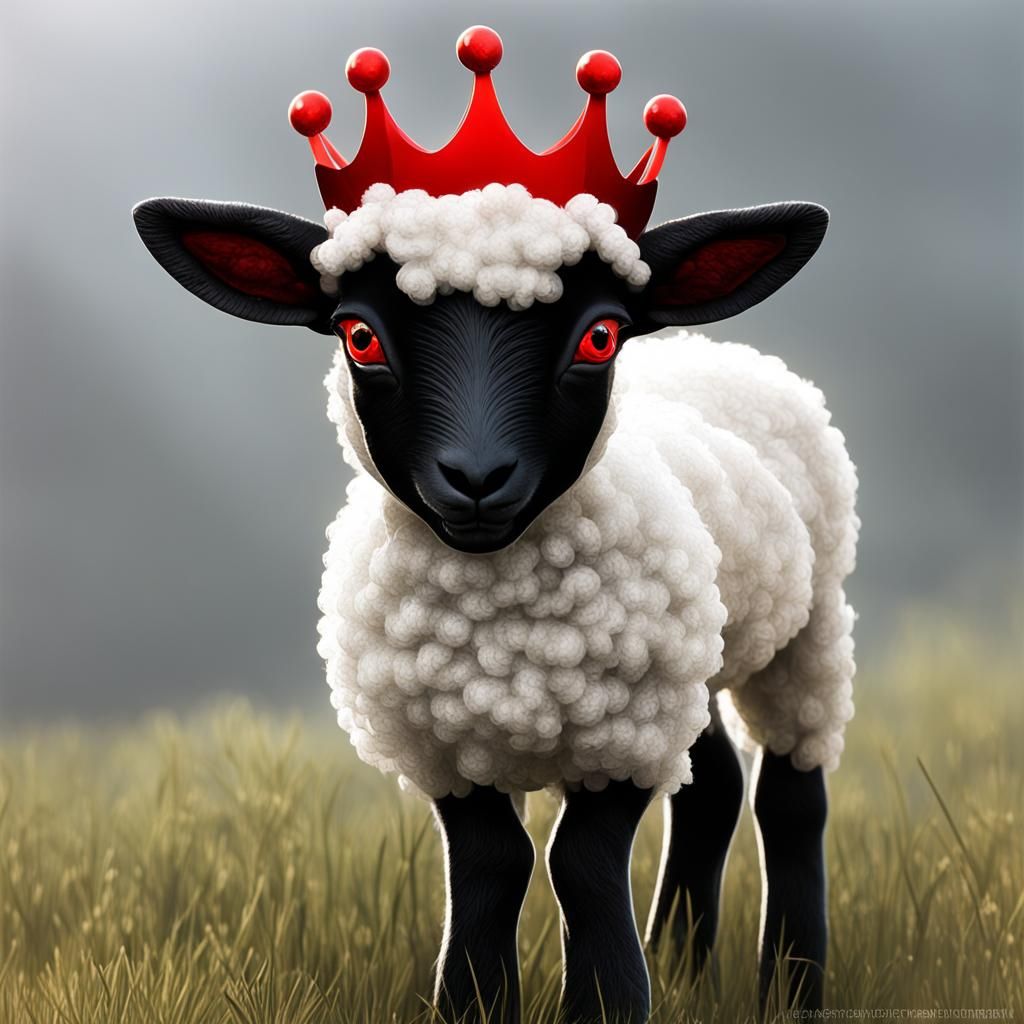 Lamb with Red Crown in Detailed Matte Painting