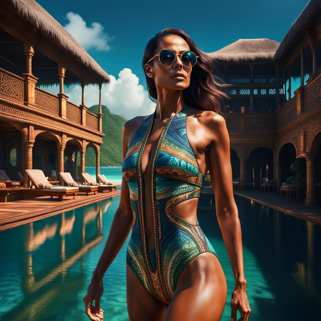 Brazilian Woman in Swimsuit: Digital Matte Painting