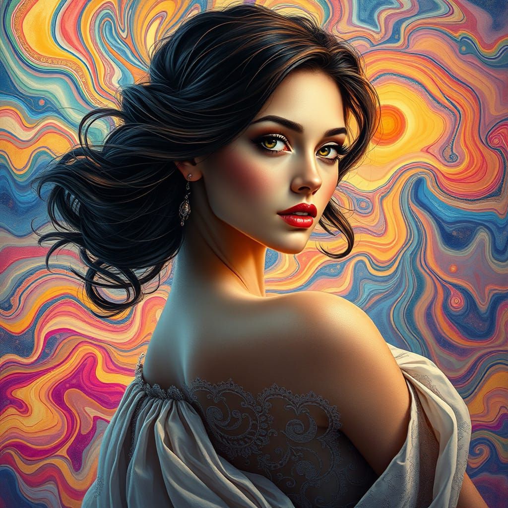 Ethereal Beauty in a Surrealistic Dreamscape, Oil on Canvas