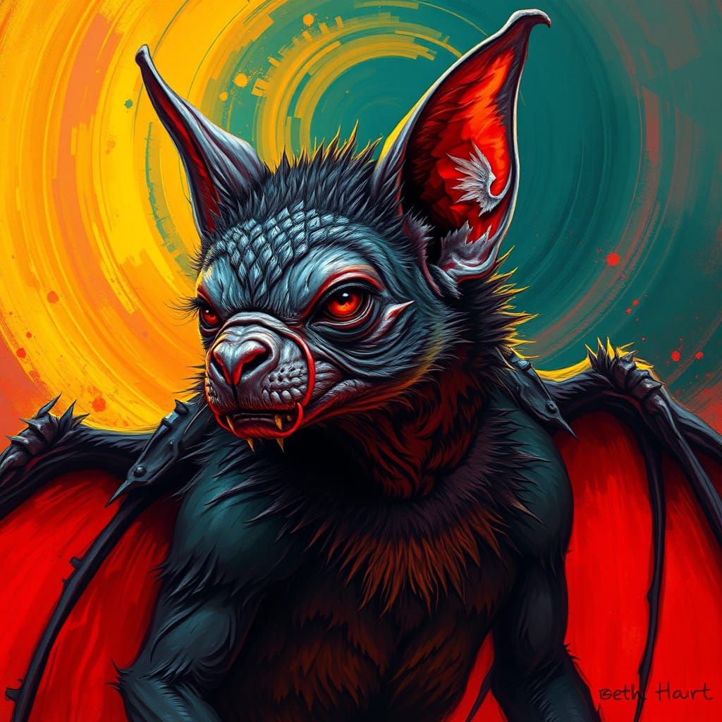 Bat Queen in Fiery Expressive Style