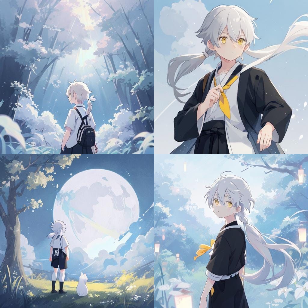 Anime Boy with Flowing Hair, Ghibli Style