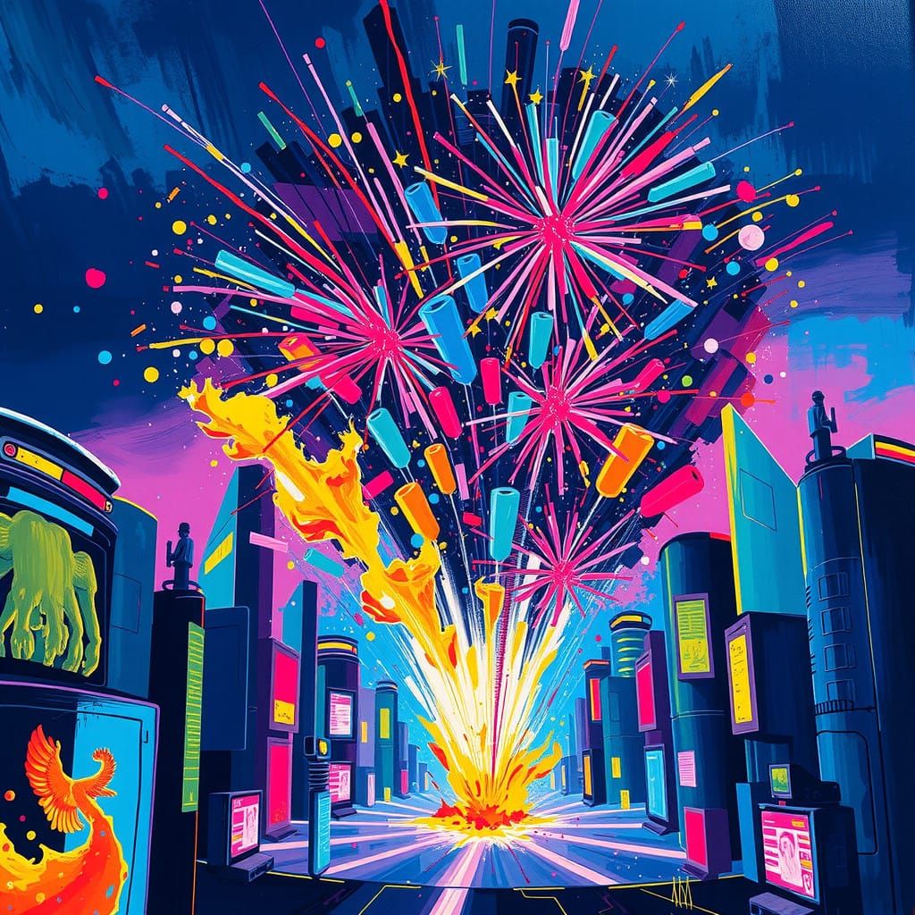 Futuristic Cityscape in Neon Lights