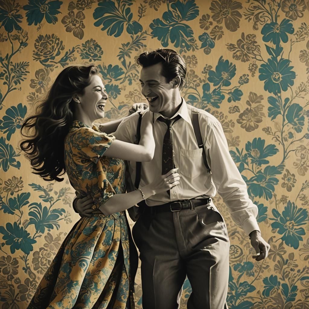 Romantic Couple Dancing in Black and White Film