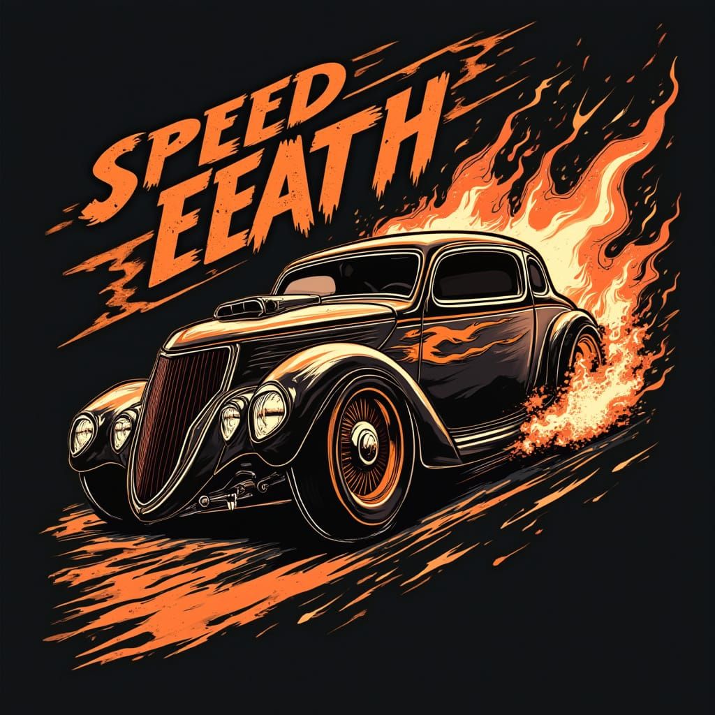 Race Car Driver T-Shirt Design in Vector Art Style