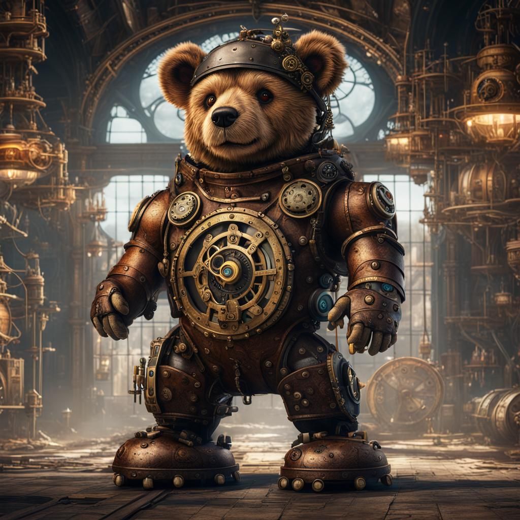 Steampunk Standing Teddy Bear Fantasy Concept Art