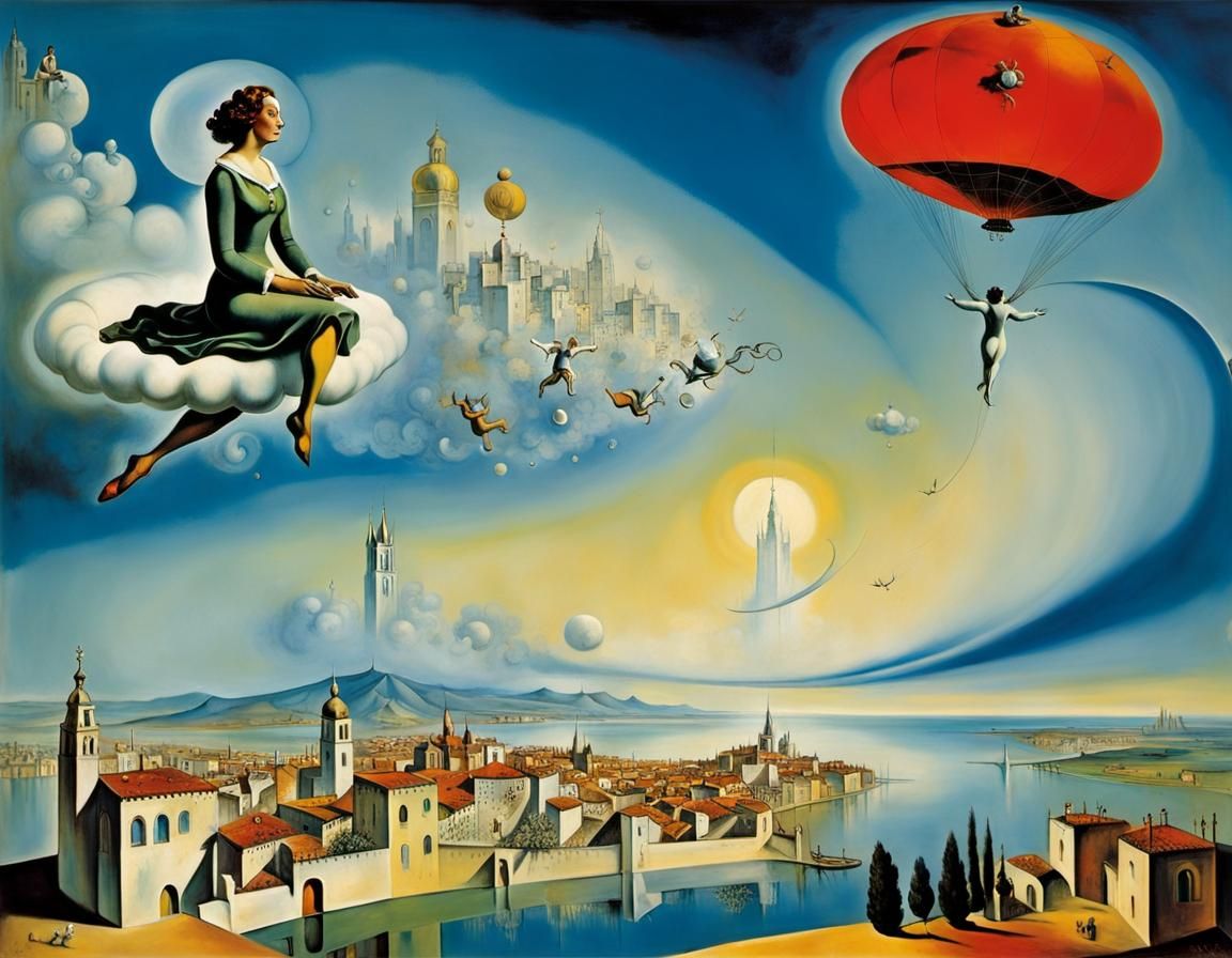 Surreal Dream Floating Above the City