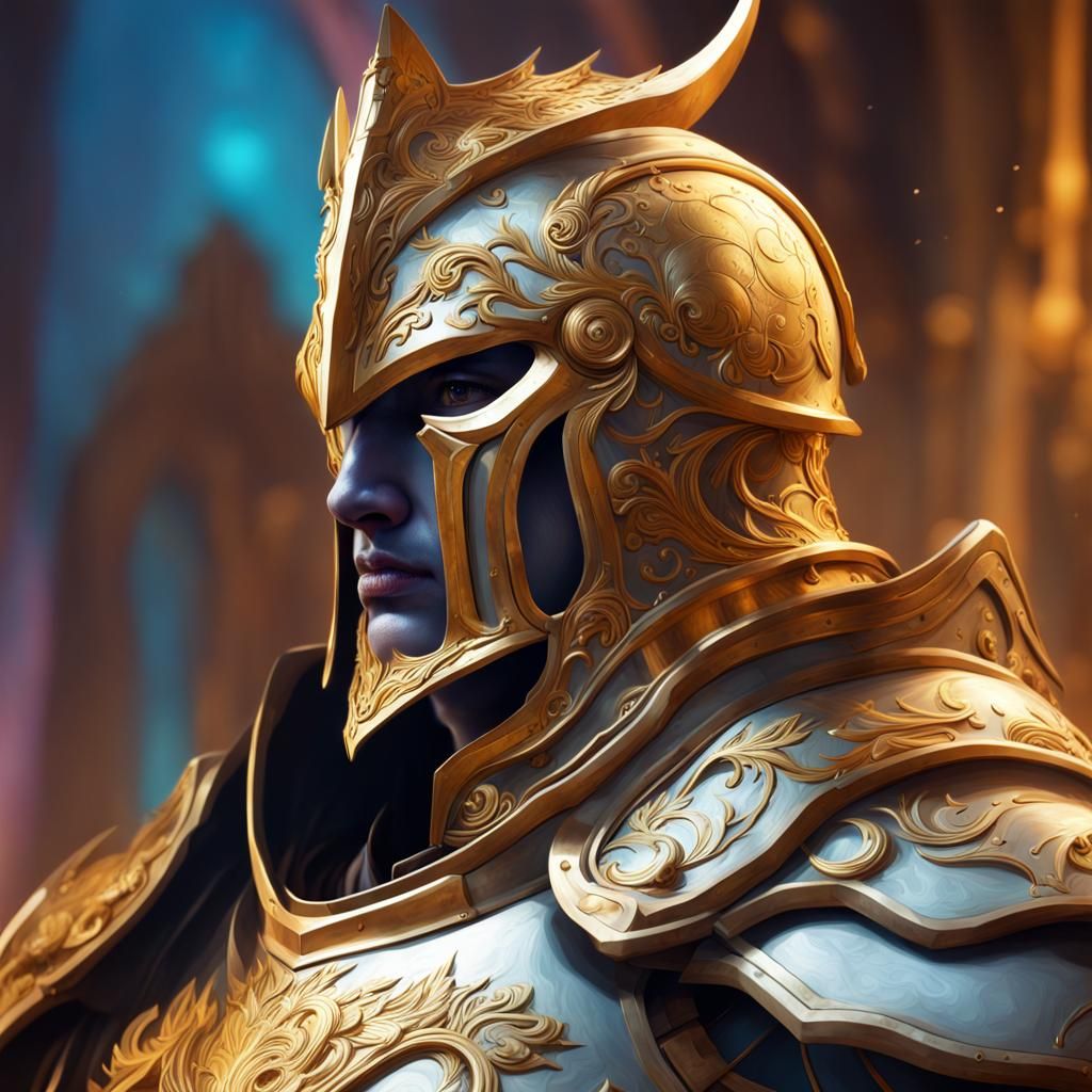 Fantasy Paladin in Steel Armor: Hyperrealistic Concept Art