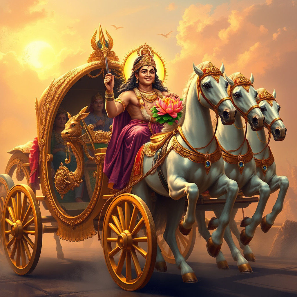 Regal Surya Rides Golden Chariot into Majestic Dawn