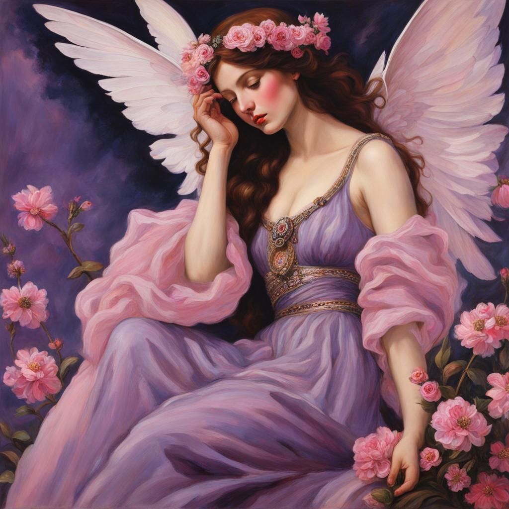 Bohemian Hippie Fairy Art: Sensual Lovers Embrace