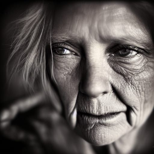 Joyful Portrait of an Elderly Woman in Ambient Light