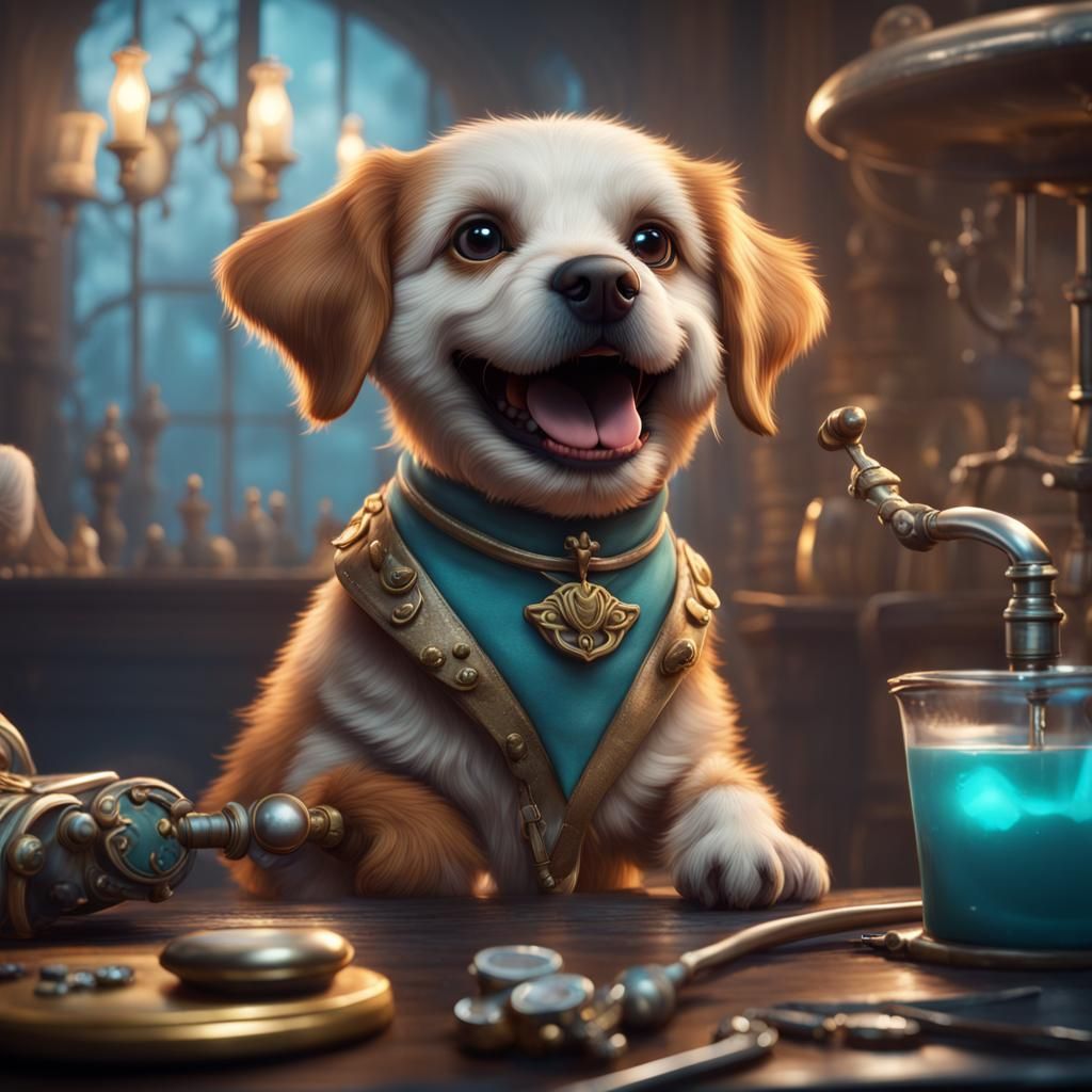Dog Dentist: Detailed Matte Painting in Fantasy Art
