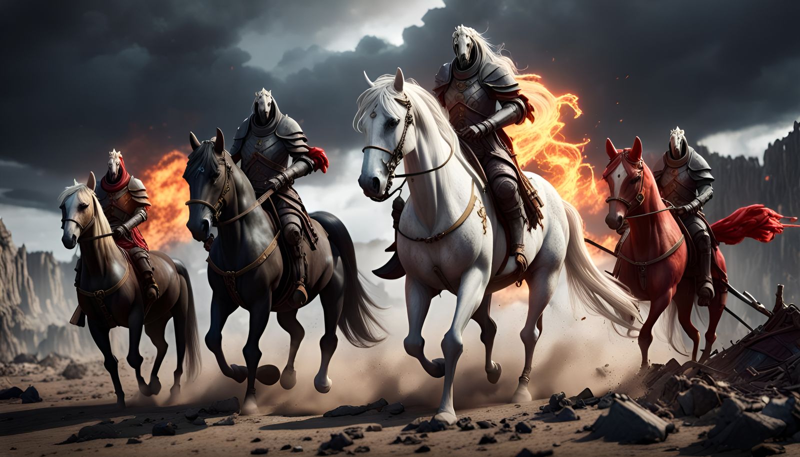 Apocalypse: The Four Horsemen in 3D Game Style
