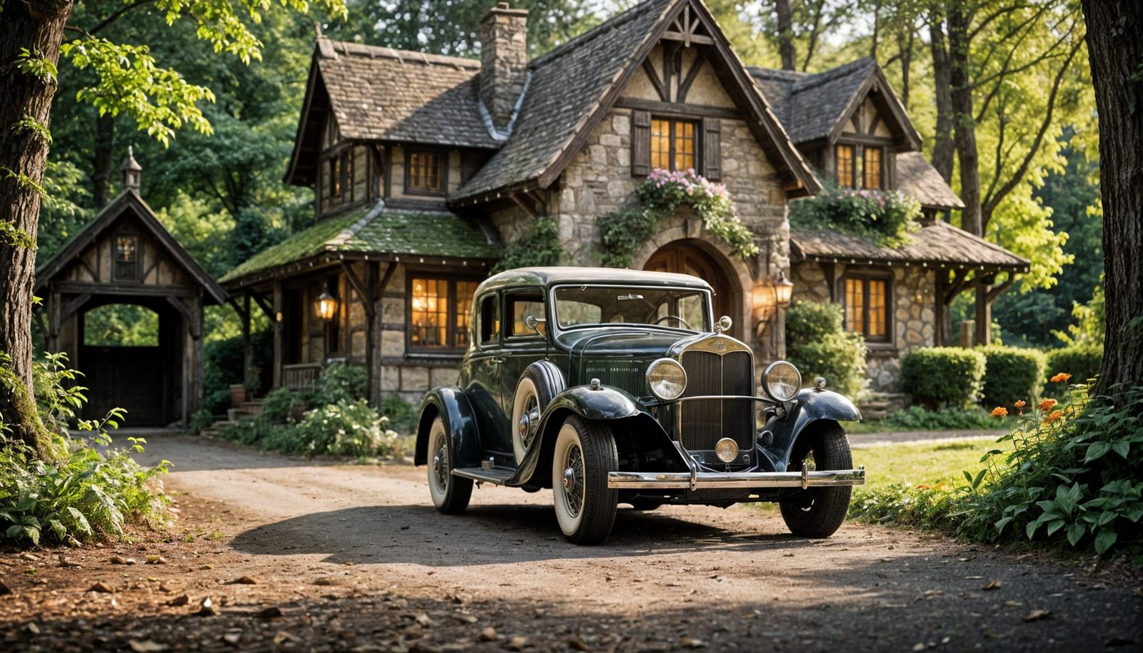 Vintage Cadillac in Enchanted Forest Setting