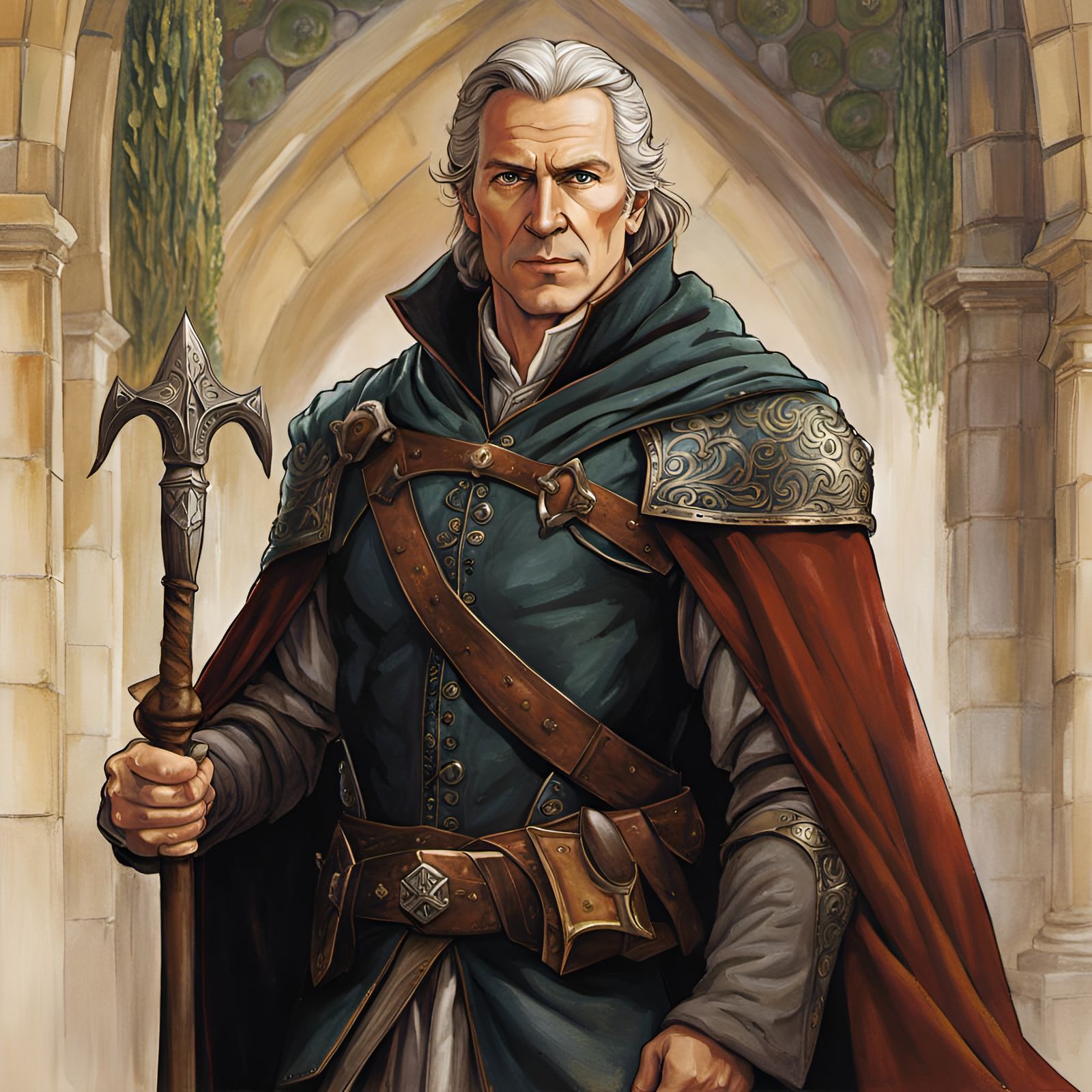 Elvish Nobleman Portrait in Watercolor Ghibli Style