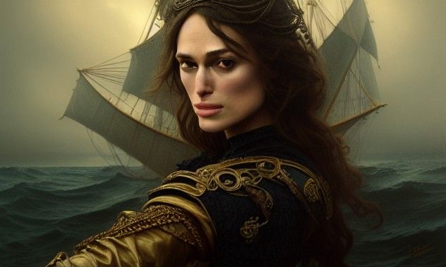 Pirate Queen Portrait in Baroque Style