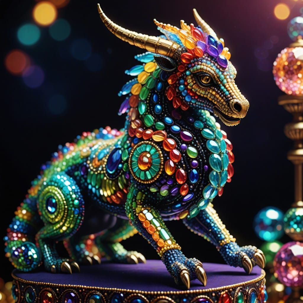 Beaded Mythical Creature Digital Art