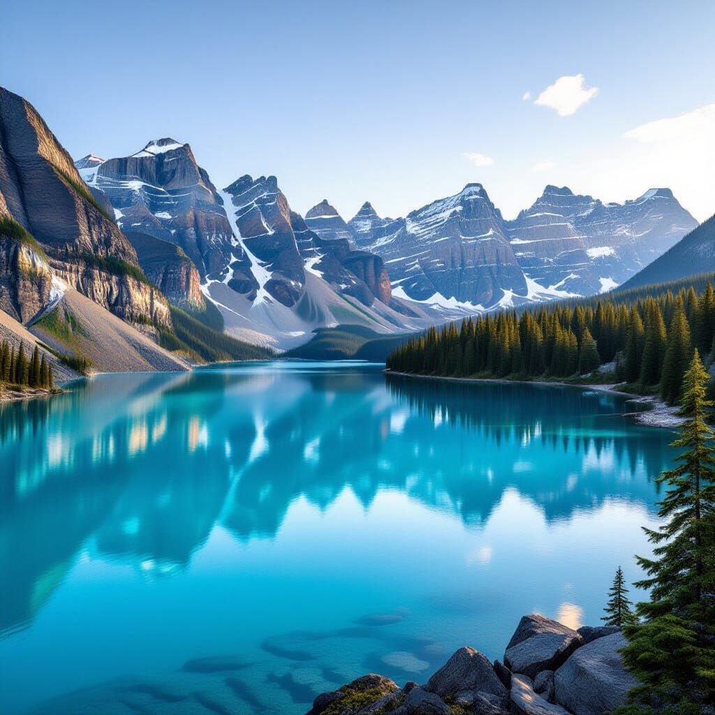 Majestic Moraine Lake Reflecting Valley of Ten Peaks