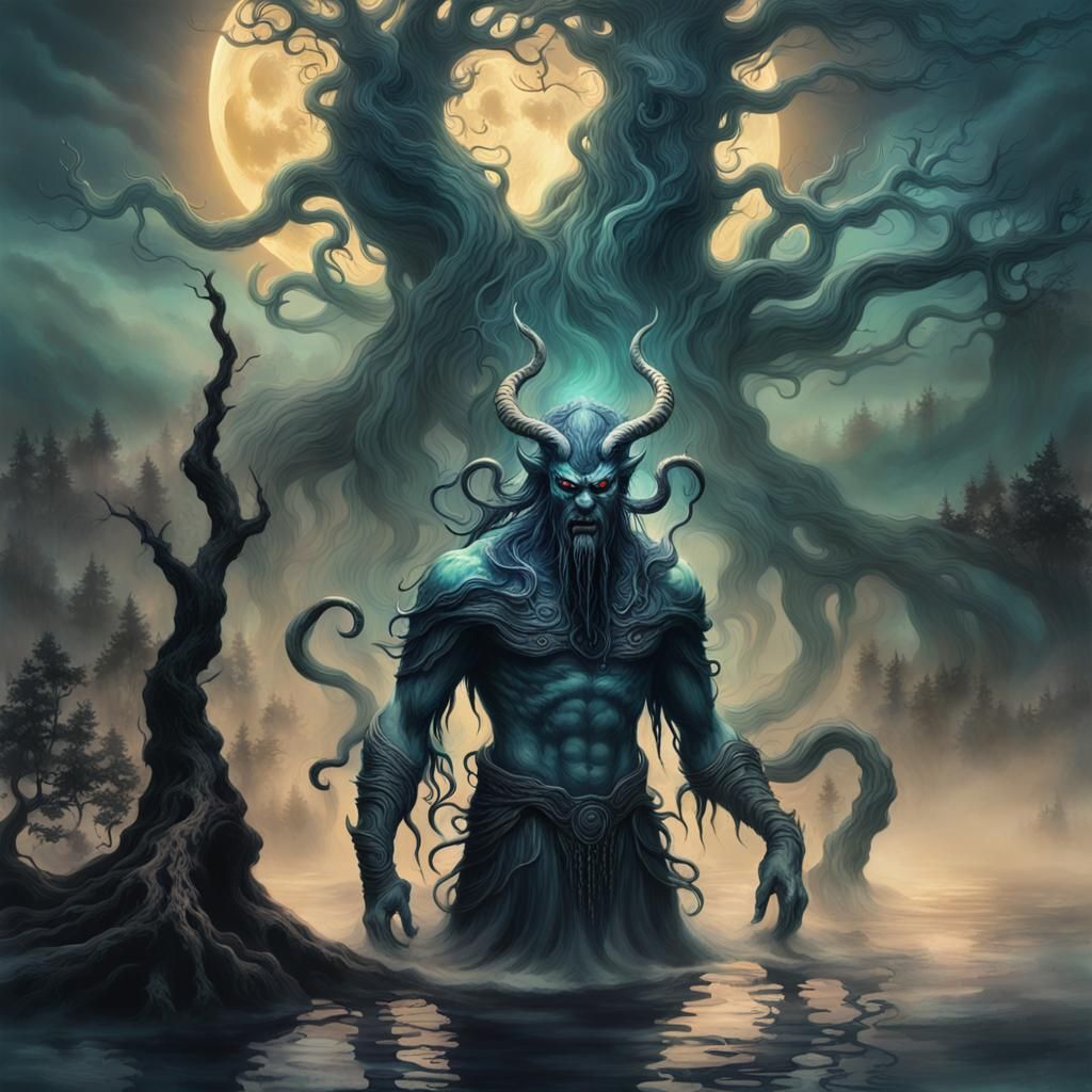 Menacing Demon Rises in Surrealist Digital Painting