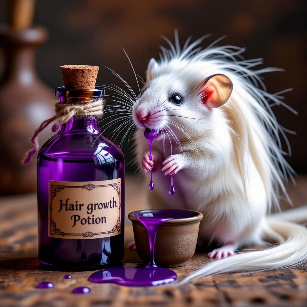 White Mouse Tastes Hair Growth Potion