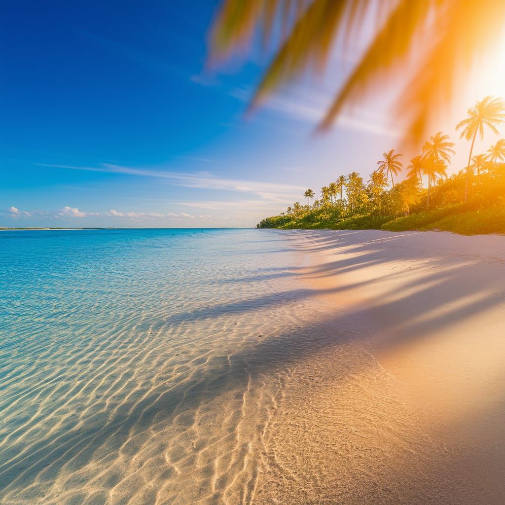 Tropical Beach Sunset with Turquoise Water
