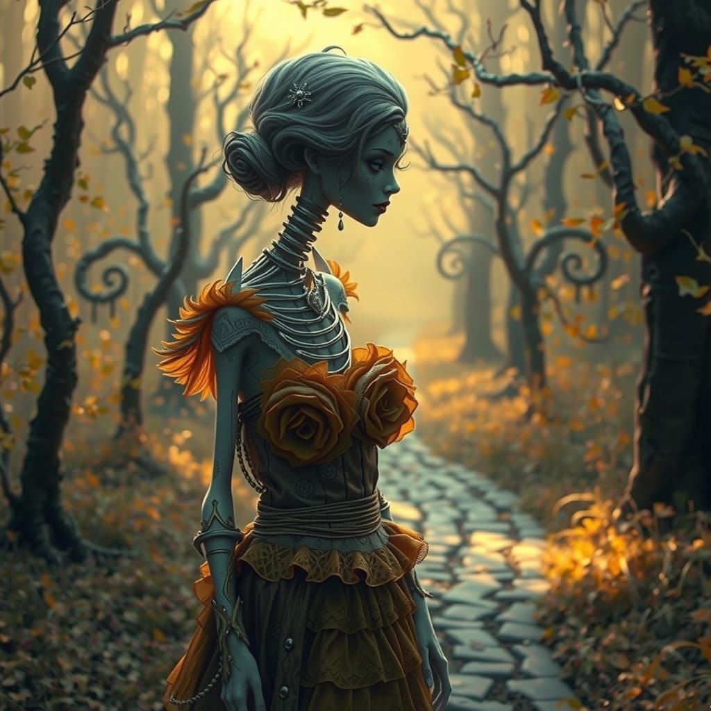 Ethereal Gothic Beauty Unveils Wings Amidst Mystical Shadows