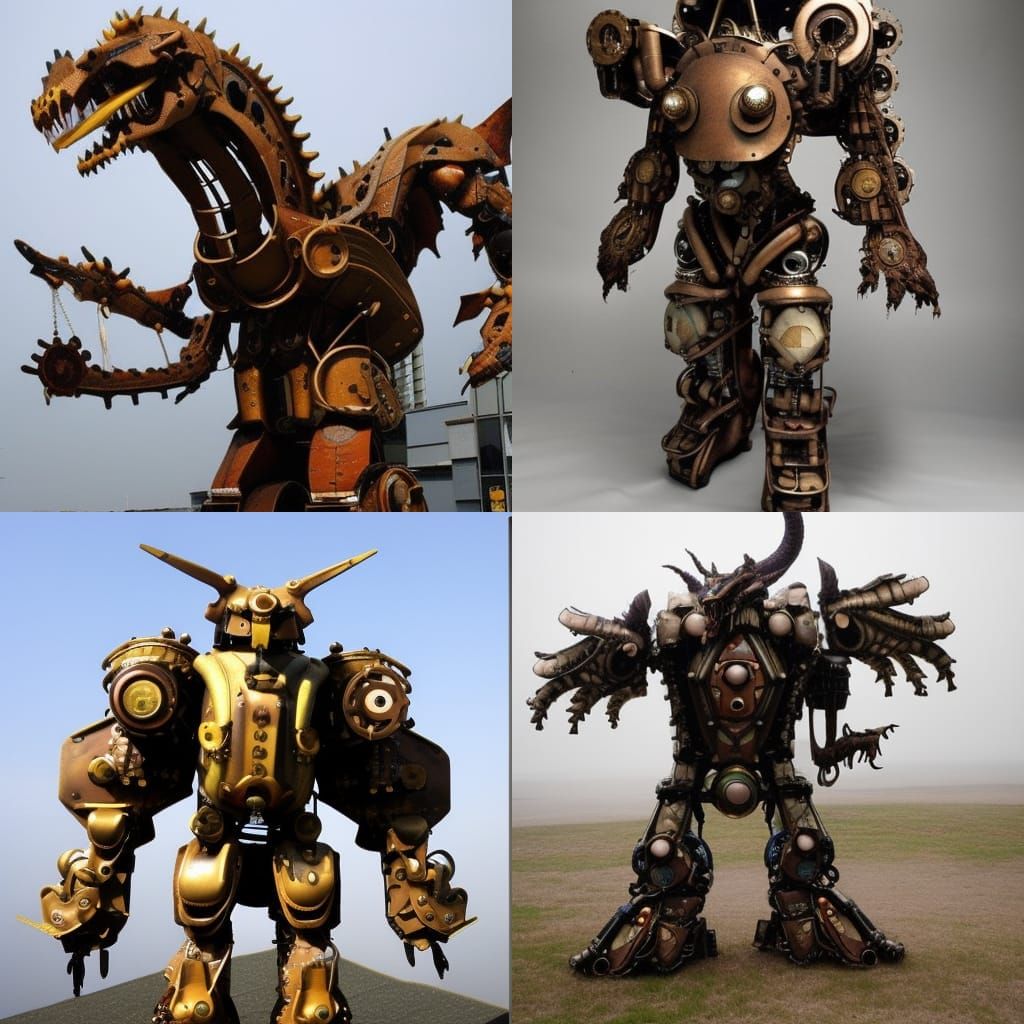 Giant Steampunk Dragon Mech Suit