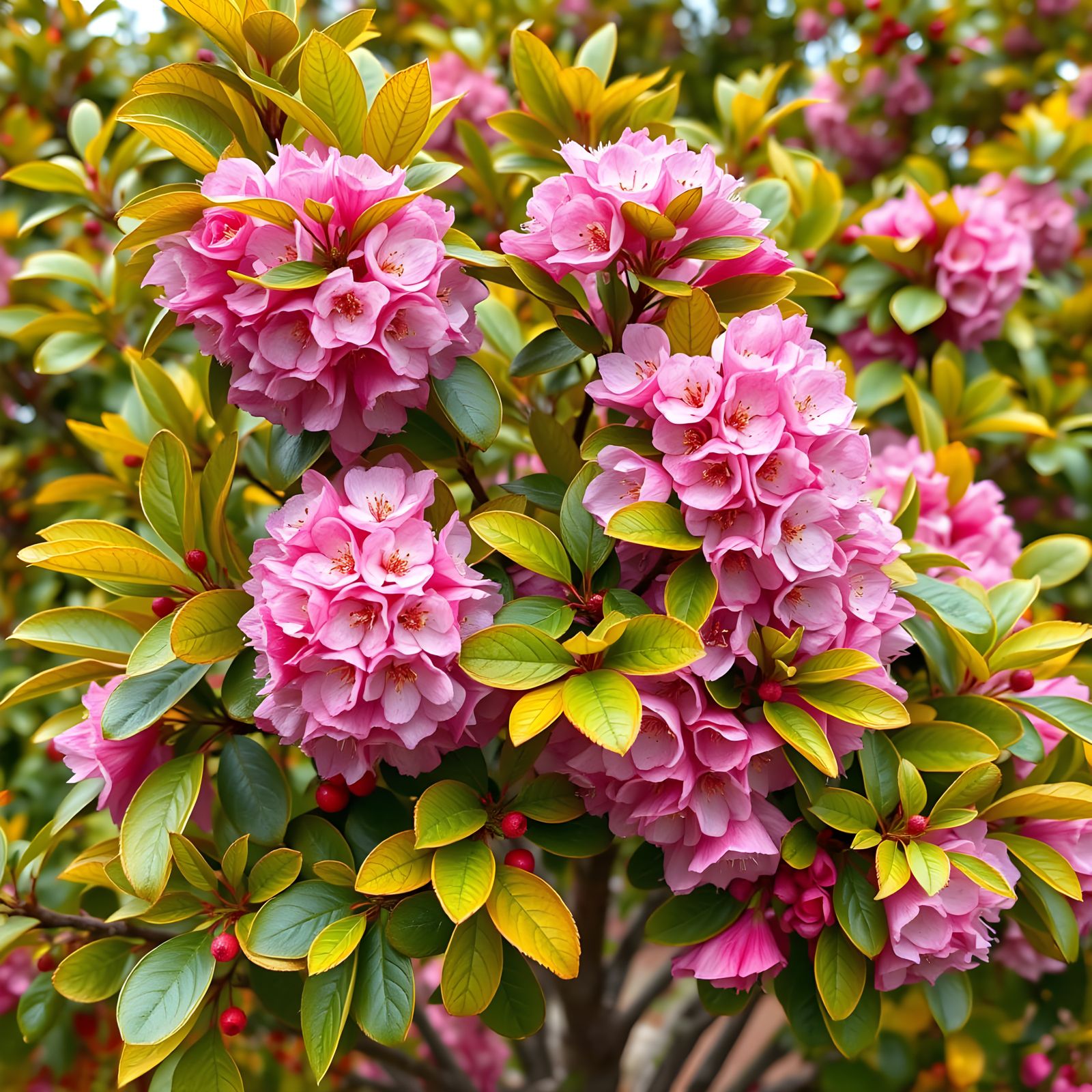 Vibrant Chinese Plum Tree in Full Bloom with Delicate Pink F...