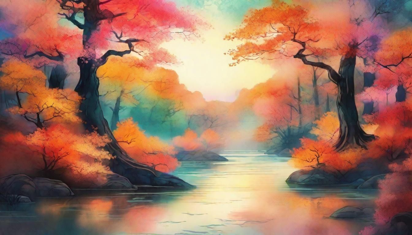 Serene Autumn River in Ukiyo-e Astral Style