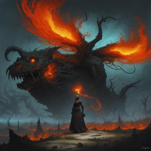 Surreal Despair in a Hellish Landscape