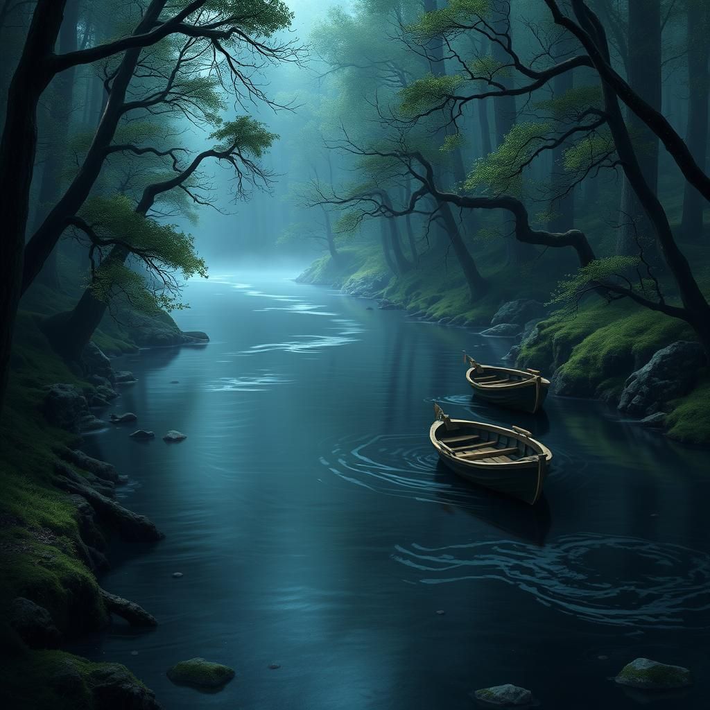 Enchanted River Drifting Through Dark Mirkwood