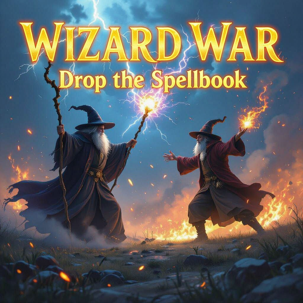 Epic Wizard Duel in a Stormy Battlefield