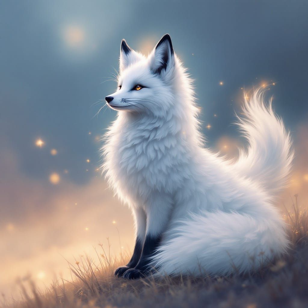 Enchanted Fox with Twin Tails and Ethereal Glow