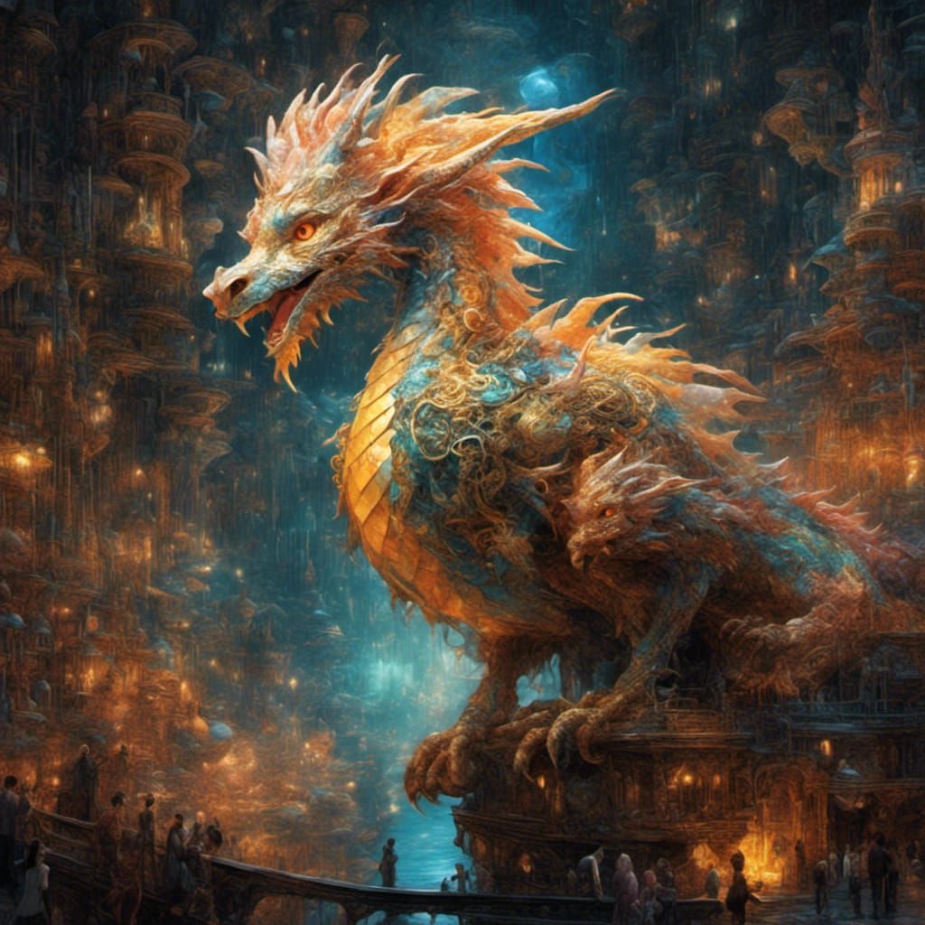 Luminescent Angelic Dragon Portrait in Anime Style