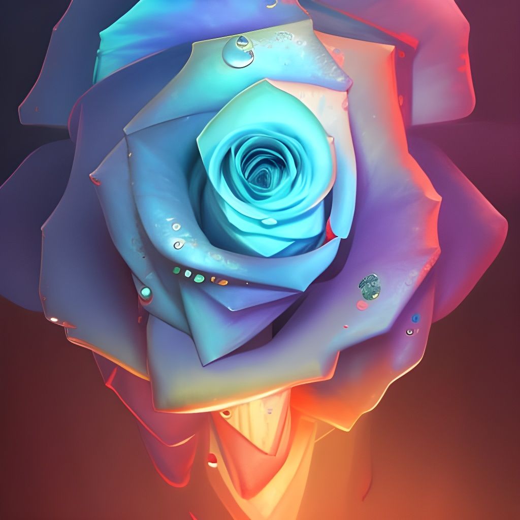 Rainbow Rose Concept Art in Art Nouveau Style