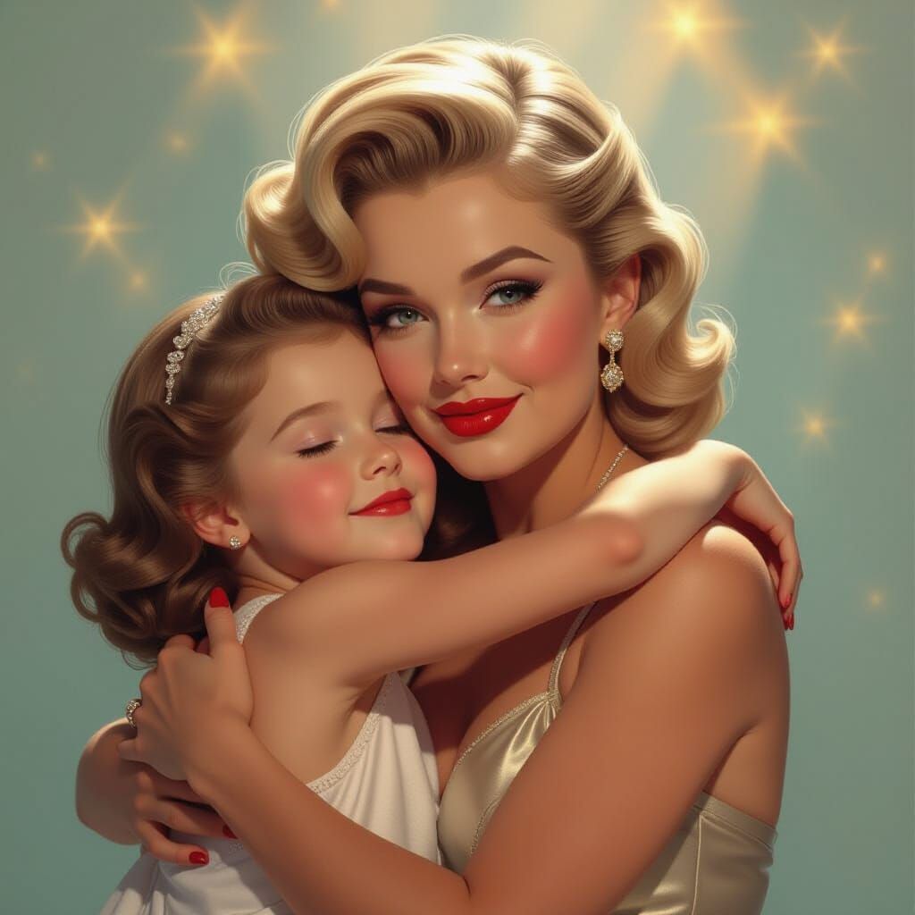 Hyperrealistic Marilyn Monroe Hugs Her Younger Self