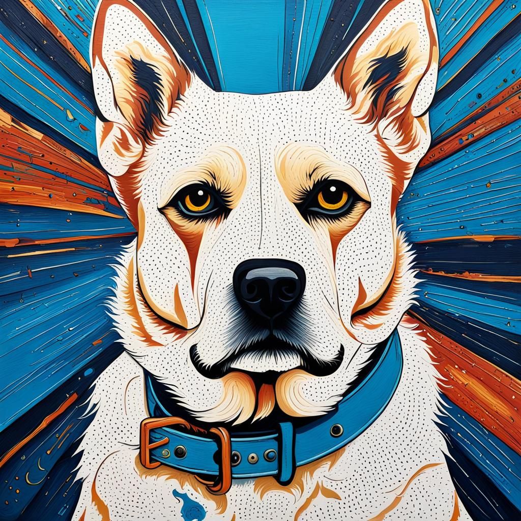 Abstract Art Dog Portrait With Complementary Colors