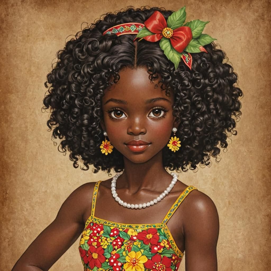 Whimsical Illustration of Child in Naive Art Style