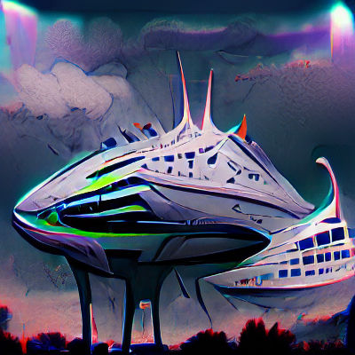 Futuristic Alien Spaceship in Deep Space