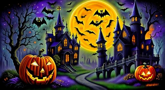 Halloween Characters in Blacklight Extravaganza