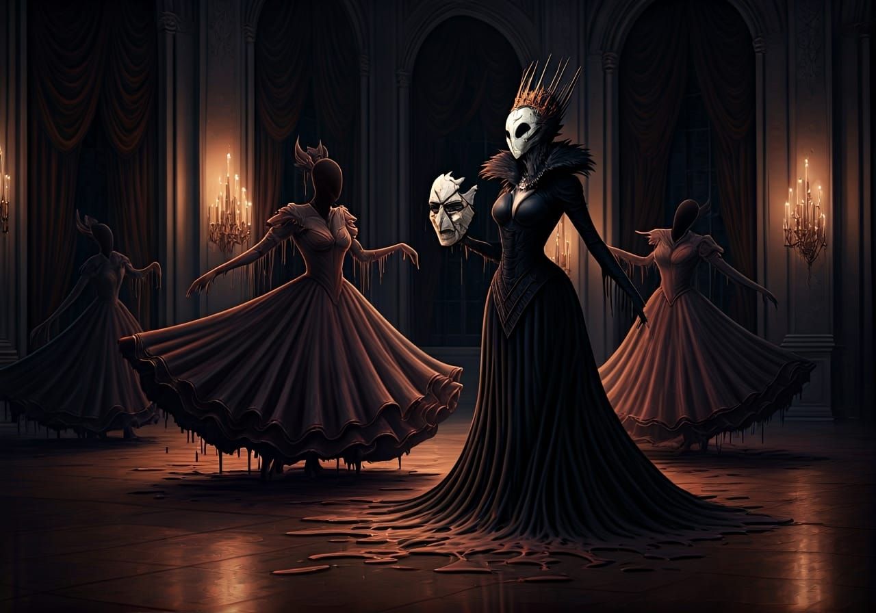 The Hollow Queen's Ballroom: A Gothic Horror Scene
