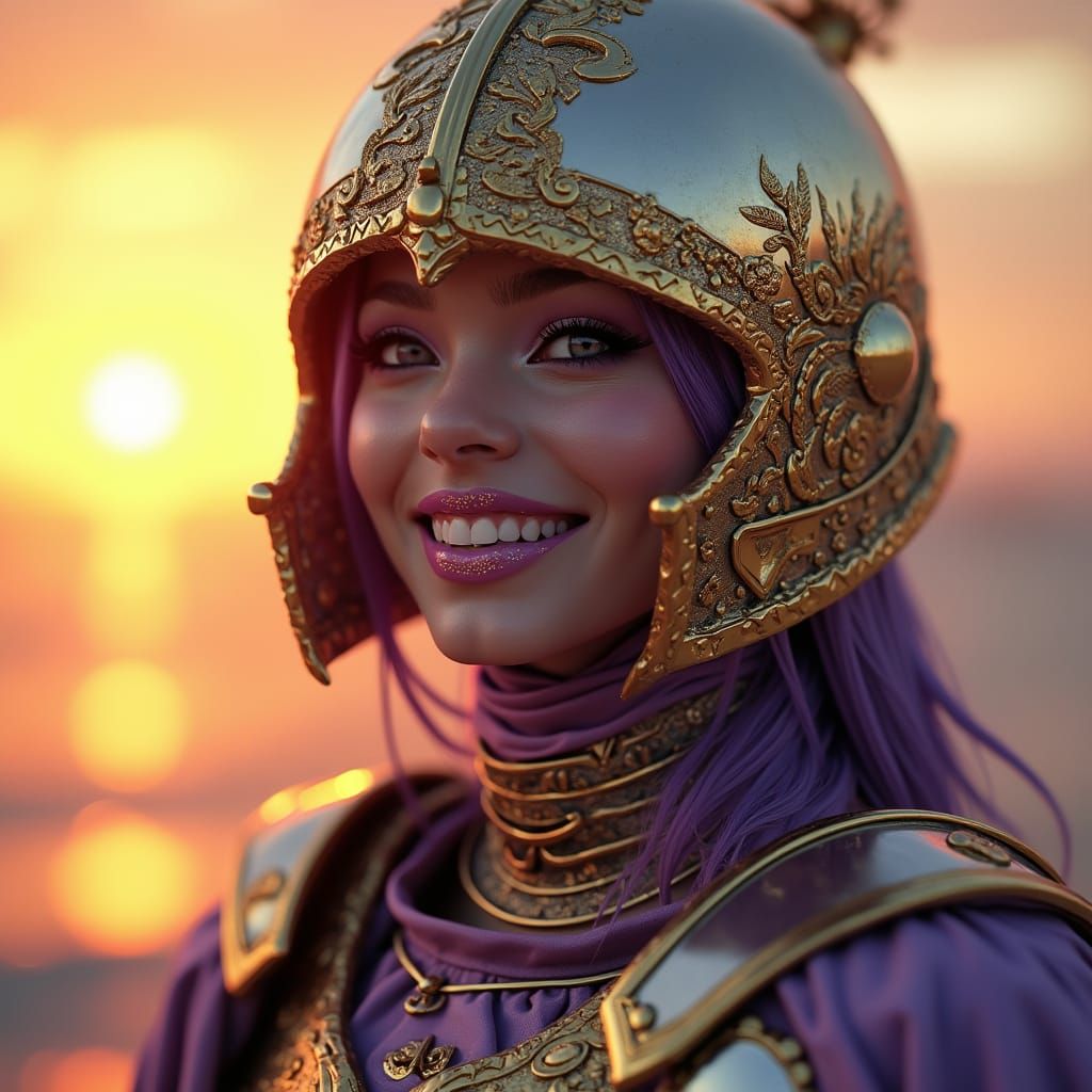 Gothic Goddess in Vibrant Armor