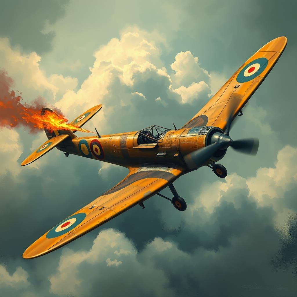Vintage Warplane in Turbulent Skies