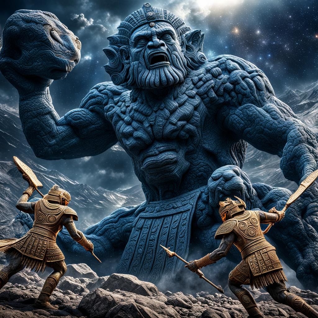 Epic Anunnaki Battle for Earth in Hyperrealism