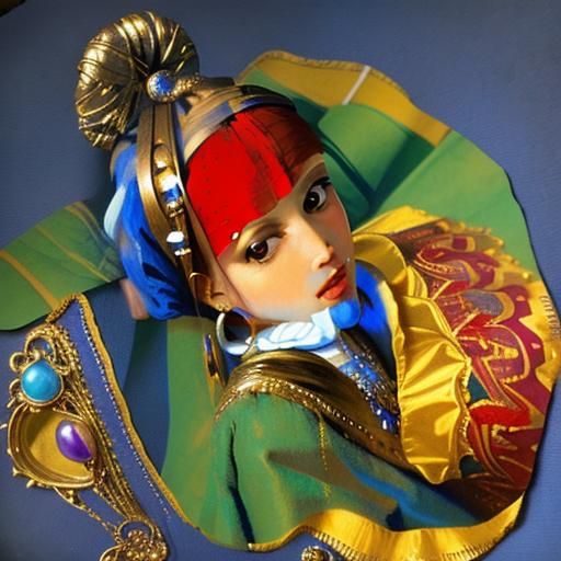 Girl with a Pearl Earring: Photorealistic 3D Render