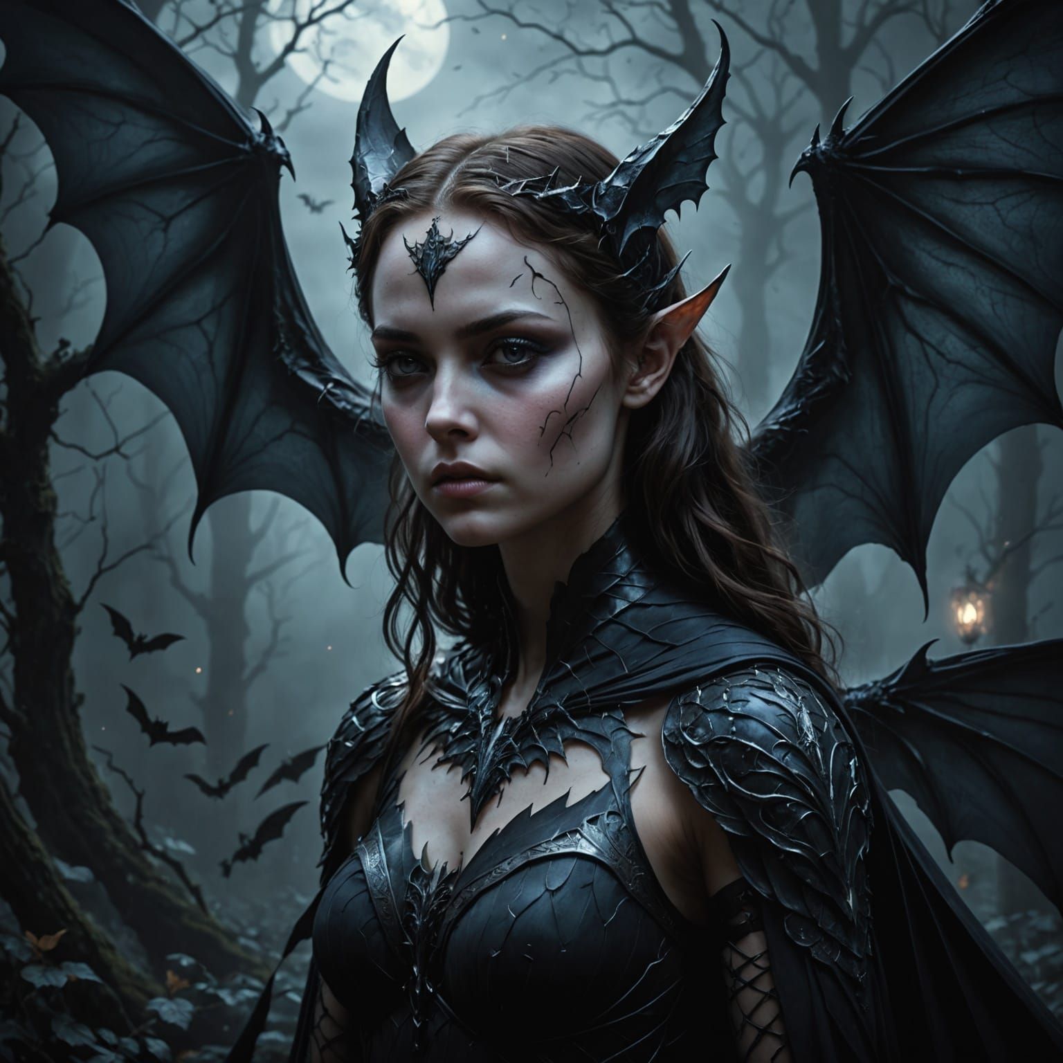 Dark Fantasy Goddess in Mystical Slumber