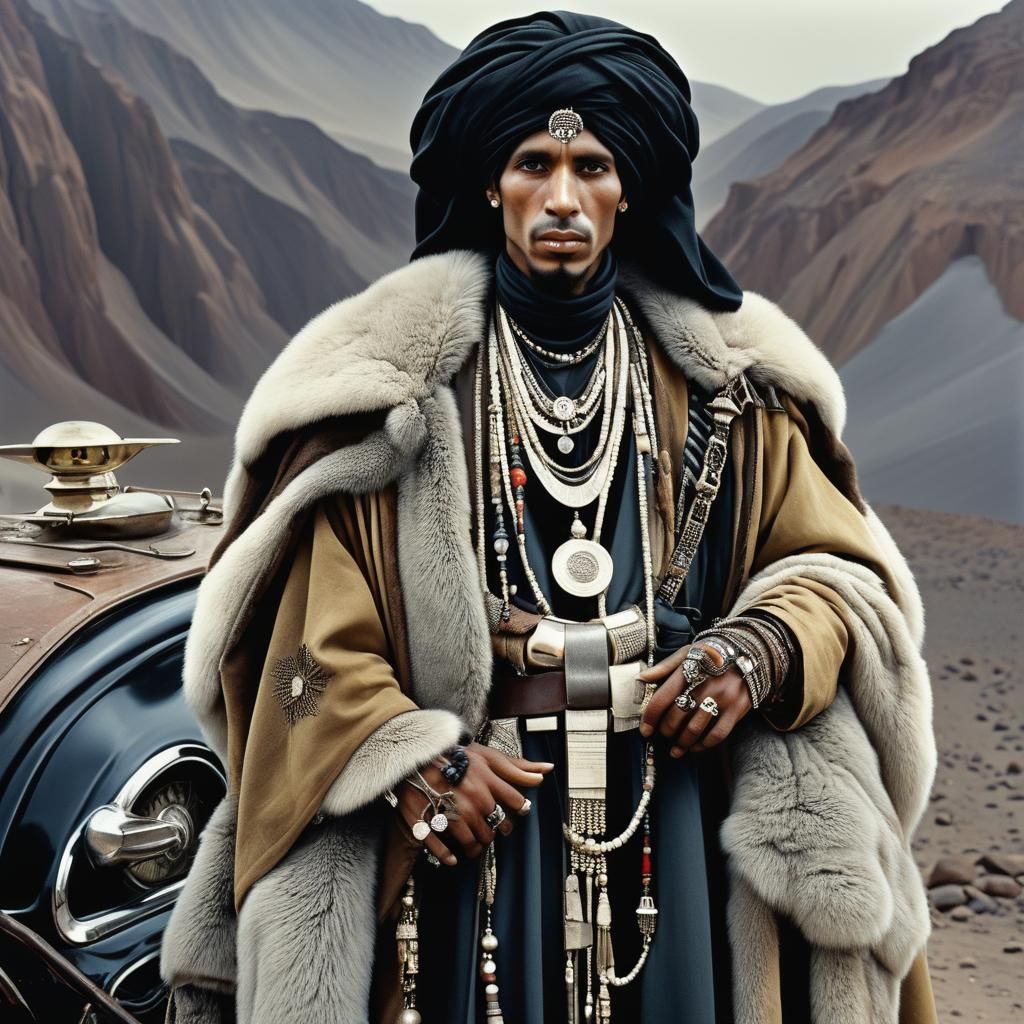 Gothic Portrait of Tuareg with Volkswagen