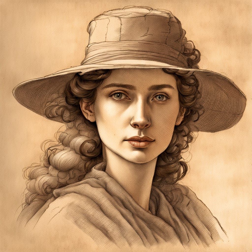 Medieval Woman in Dark Ages Drawing Style