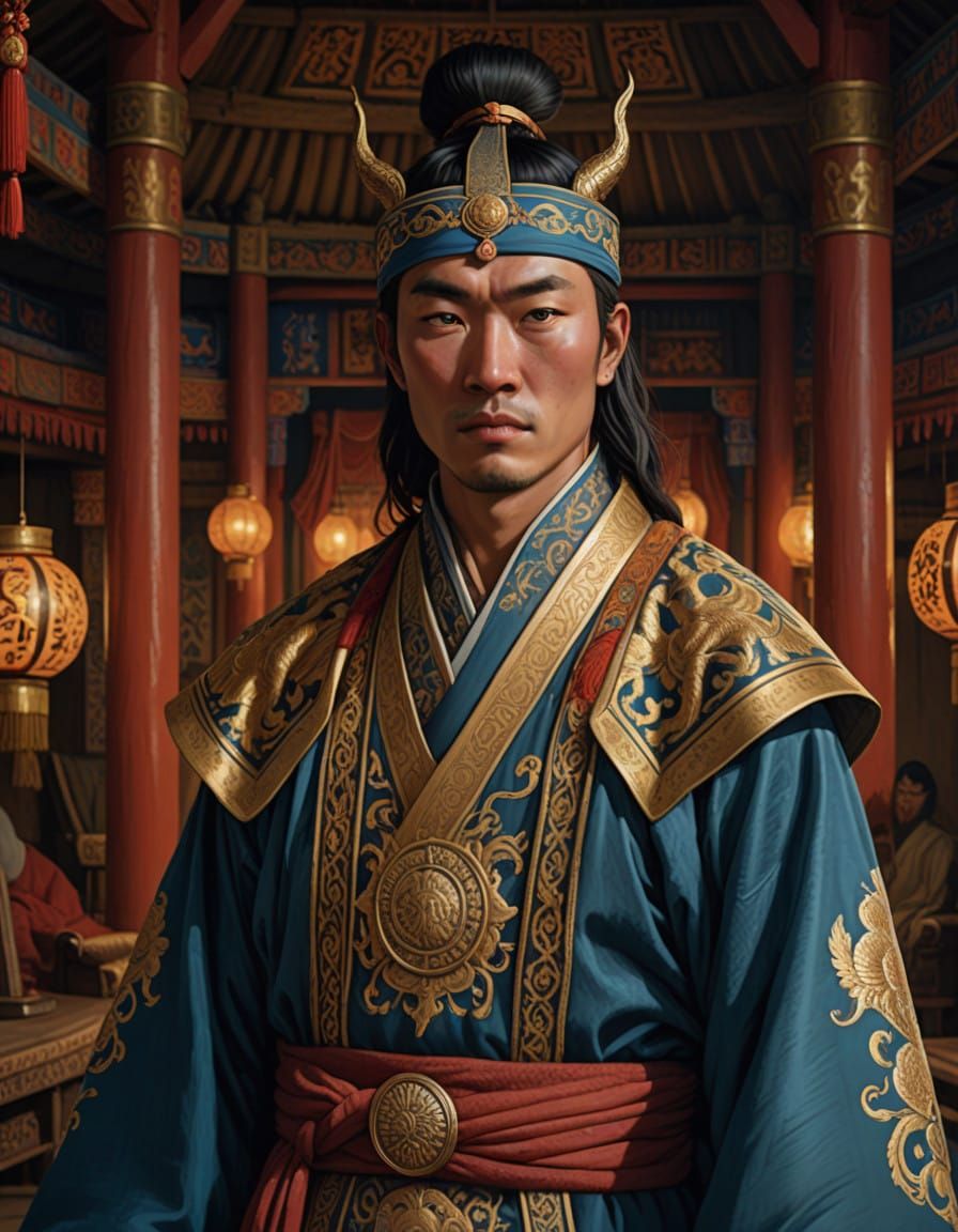 Mongolian Nobleman in Opulent Splendor